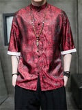 Men's Retro Jacquard Summer Cozy Ice Silk Tang Suit Shirt