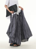 Solid Color Crinkled Maxi Skirts for Ladies