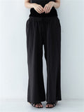 Women's Spring Summer Plain Cotton Linen Straight-Leg Pants