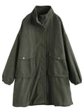 Women's Autumn Oversized Zipper Windproof Knee-Length Coat