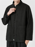 Male Simple Stand Collar Solid Jackets with Pockets