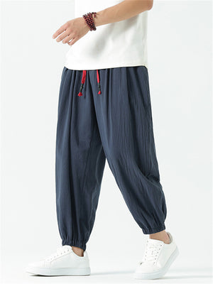 Men's Loose Cozy Red Drawstring Casual Harem Pants