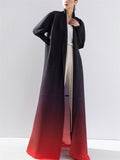 High Fashion Gradient Color Cardigan Long Coat for Women