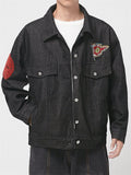 Men's Spring Autumn Monkey King Embroidery Trendy Lapel Jacket