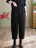 Female Winter Casual Keep Warm Rhombus Cotton Pants