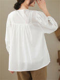 Female Popular V-Neck Lace Splicing Lantern Sleeve Shirt