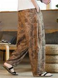 Men's Casual Grey Rose Print Loose Harem Pants