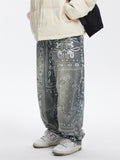 Cashew Flower Printing Hip Hop Jeans for Men