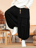 Men's Ethnic Braided Drawstring Baggy Corduroy Pants