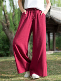 Plain Cozy Zen Linen Wide Leg Pants for Women