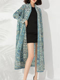 Vintage Ethnic Printed Cardigan Long Coat for Women