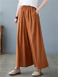 Summer Relaxed Linen Yoga Wide Leg Pants for Women