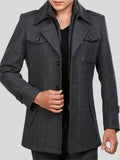 Male Stylish Wool Blend Removable Inner Liner Jacket