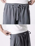 Men's Japanese Solid Color Loose Cotton Casual Pants