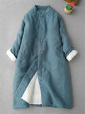 Women's Literary Cotton Coats Stand Collar Mid-length Jackets