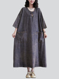 Women's Retro Super Loose Large Size Washed Denim Dress