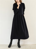 Winter Gentle Round Neck Long Sleeve A-Line Dress for Women