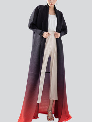 High Fashion Gradient Color Cardigan Long Coat for Women