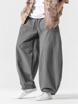 Men's Cozy Oversized Elastic Waist Linen Lantern Pants