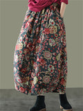 Ladies Retro Ethnic Style Printed Loose Autumn Winter Skirts