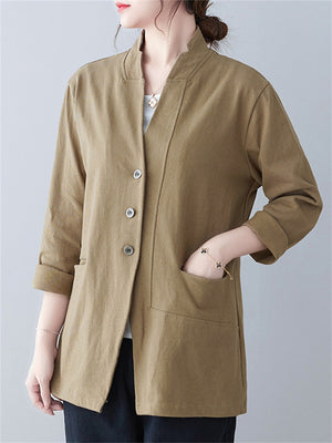 Spring Leisure Single-Breasted Stand Collar Jacket for Women