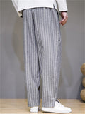 Spring Autumn Men's Fashionable Drawstring Striped Pants