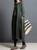 Female Minimalist Cozy Cotton Mid-Length Lantern Dress