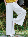 Plain Cozy Zen Linen Wide Leg Pants for Women