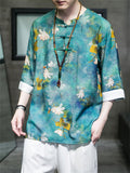 Male Breathable Floral Print Half Sleeve T-shirts