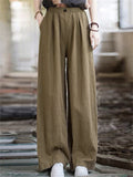 Ladies Wide Leg Button Decor Floor Length Trouser