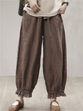 Leisure Autumn Pleated Linen Harem Pants for Women