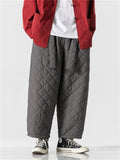 Warm Casual Male Cotton-padded Diamond Pattern Pants