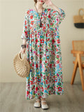 Round Neck Plus Size Floral Print Dresses for Women