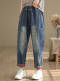 Summer Washed Splicing Durable Jeans for Ladies