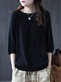 Casual Pullover 3/4 Sleeve Knitted Shirt for Women