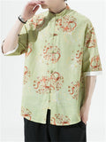 Men's Retro All-Over Dragon Print Tang Suit Summer Shirt