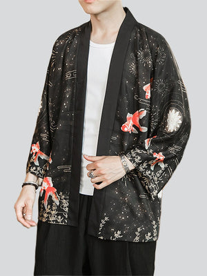 Chinese Style Print Summer Cardigan Shirt for Men