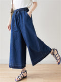 Summer Holiday High-Rise Drawstring Denim Pants for Women