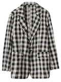 Ladies Casual Fashion One Button Plaid Suit Jacket