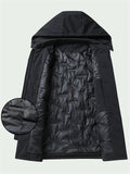 Men's Warm Tang Suit Style Quilted Coat with Detachable Hood