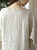 Summer Crew Neck Short Sleeve Cozy Linen Shirt for Women