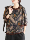 All-match Casual Leaf Letter Print Bottoming Shirt for Women