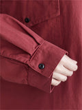 Trendy Lapel Chest Pocket Oversized Button Female Shirt