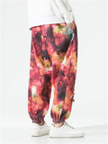 Male Loose Fit Drawstring Tie Dye Print Pants