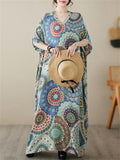 Female V-Neck Multicolor Circle Printed Beach Vacation Dress