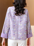 Women's Elegant Tassel Button Chrysanthemum Print Jacket