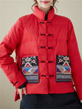 Women's Ethnic Style Embroidery Retro Stand Collar Quilted Jackets