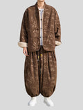 Men's Lamb Wool Reversible Jacket Ankle-tied Pants Chinese Style Thick Outfits