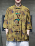 Tie-Dye Summer Lotus Print Knot Button Shirt