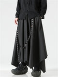 Men's Black Gothic Style Metal Rivet Webbing Wide Leg Pants